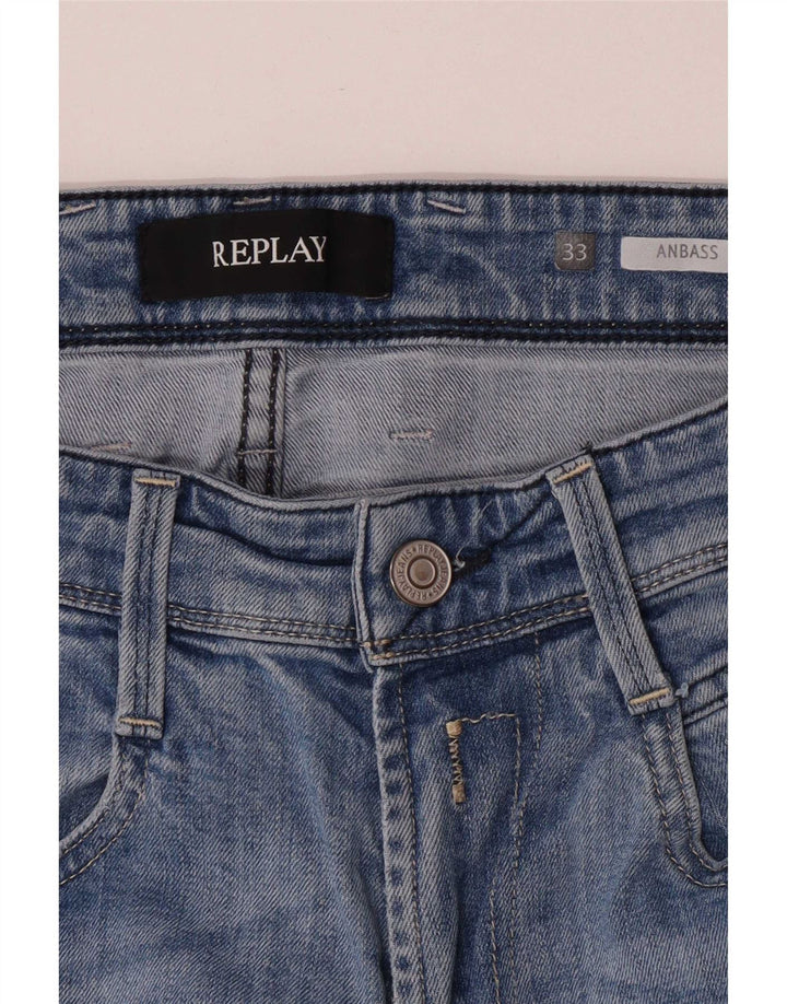 Replay Dame Anbass Slim Jeans W33 L31 Blå