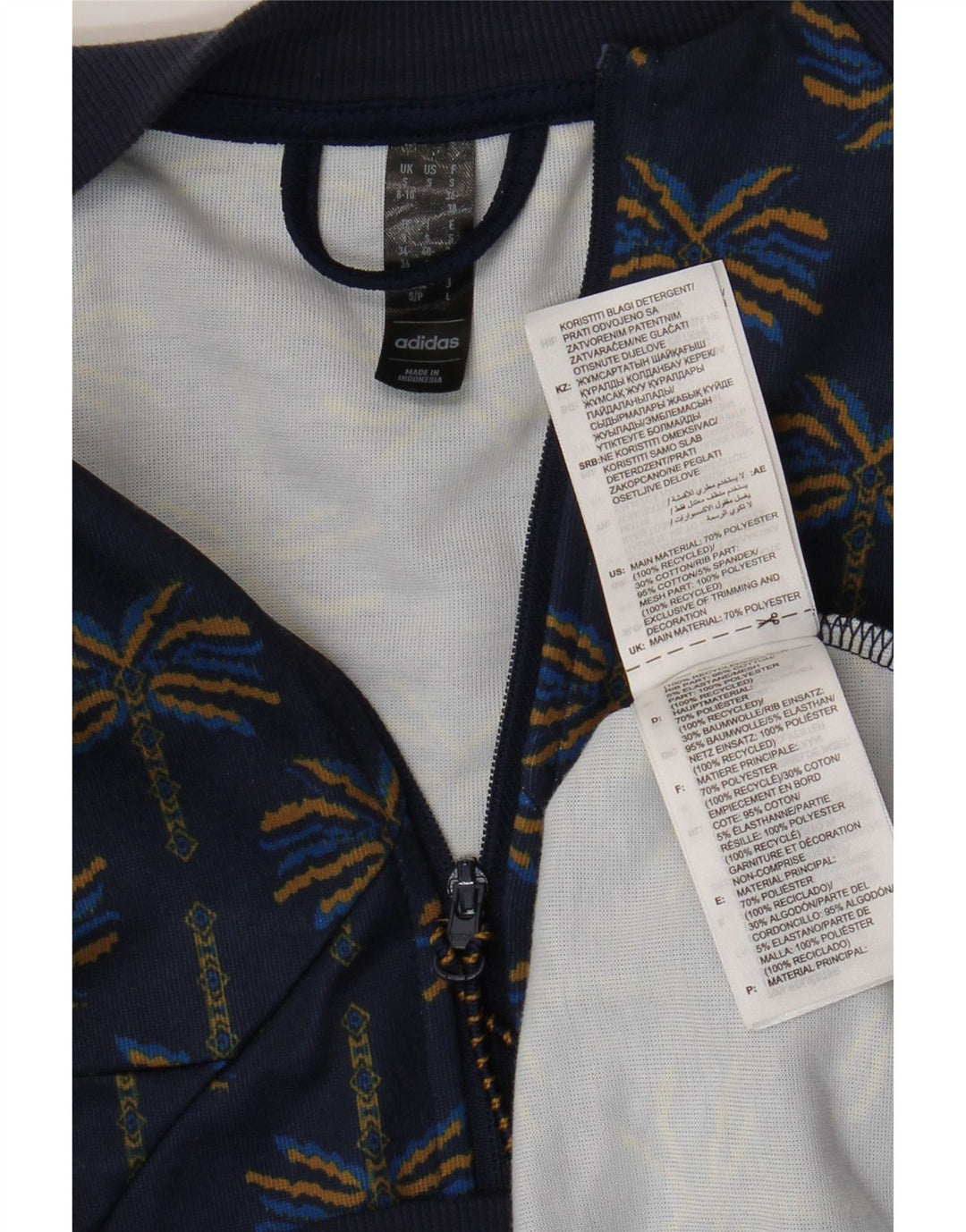 ADIDAS træningsdragt topjakke til kvinder UK 8/10 Small Navy Blue Floral