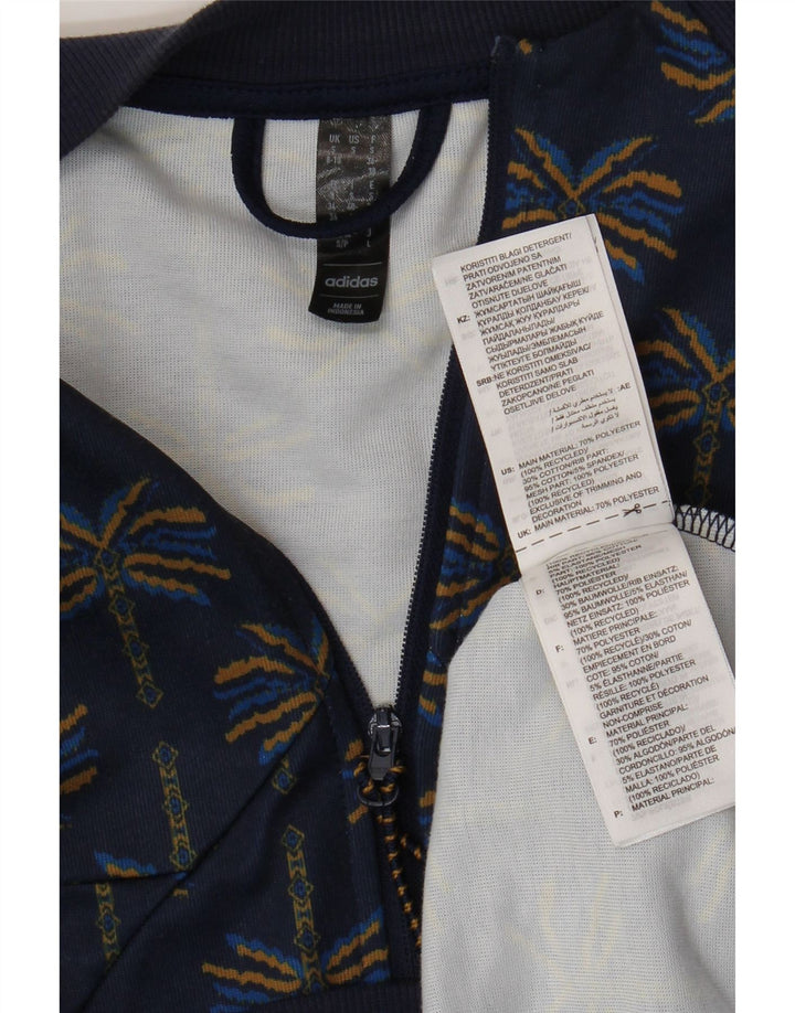 ADIDAS træningsdragt topjakke til kvinder UK 8/10 Small Navy Blue Floral