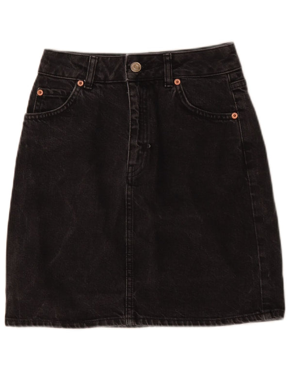 Topshop Dame Denim Nederdel UK 6 XS W24 Sort