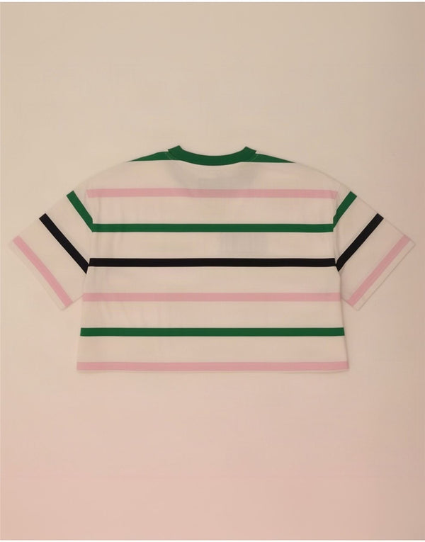 Tommy Hilfiger Dame Crop Grafisk T-Shirt Top UK 18 XL Hvid Stribet