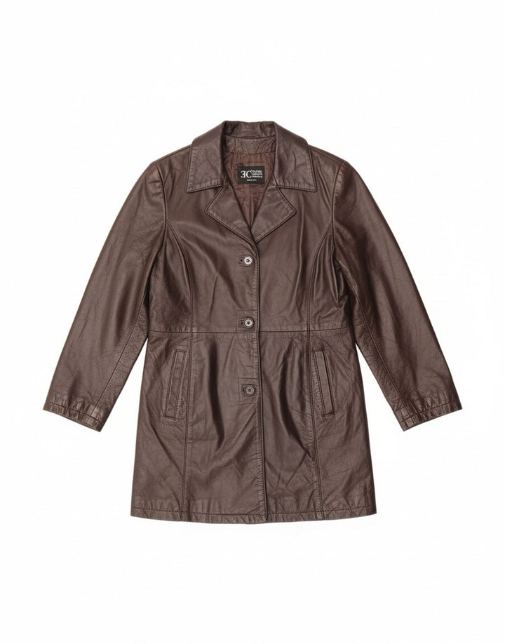 EMANUELE CURCI  Womens Leather Coat IT 46 Large Brown Leather