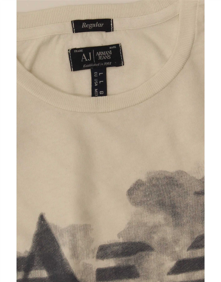 Armani Jeans Herre Regular Fit Grafisk T-Shirt Top Stor Hvid
