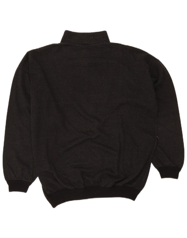 Vintage Herre 1/4 Zip Sweatshirt Jumper Large Grå Flecked Retro