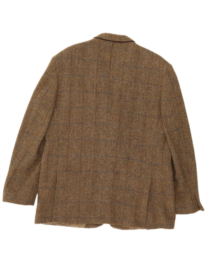 HARRIS TWEED Herre 2-knaps blazerjakke UK 44 2XL Khaki ternet uld