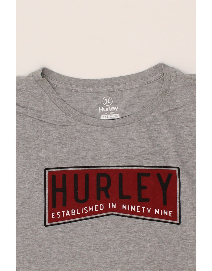 HURLEY Mens Graphic T-Shirt Top 2XL Grey Vintage Hurley and Second-Hand Hurley from Messina Hembry 