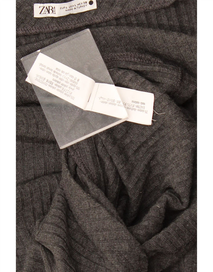 Zara Womens One Shoulder Top UK 14 Large Grå Polyester