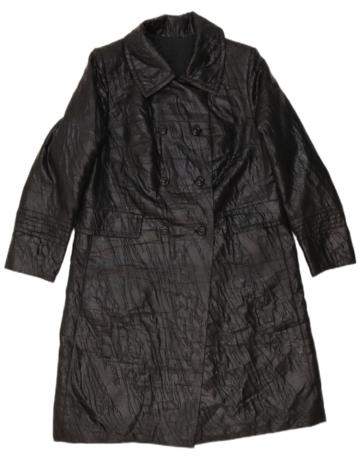 Vintage læderfrakke til kvinder UK 14 Medium Sort