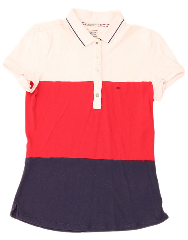 Tommy Hilfiger Dame Polo Shirt UK 12 Medium Flerfarvet Colourblock