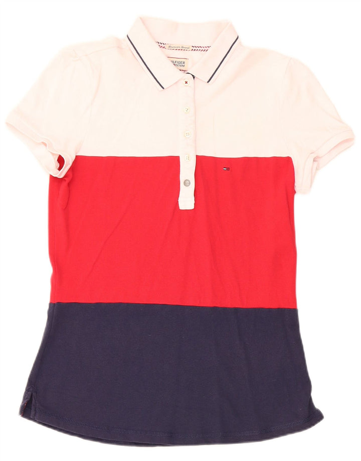 Tommy Hilfiger Dame Polo Shirt UK 12 Medium Flerfarvet Colourblock