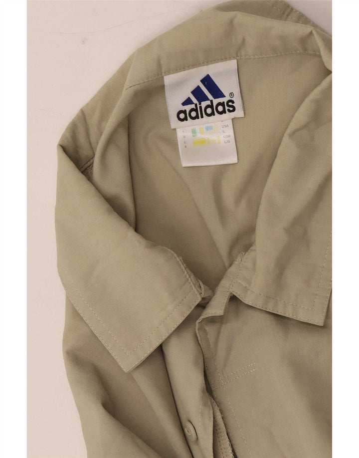 Adidas Kortærmet Herreskjorte UK 44/46 Stor Khaki Polyester