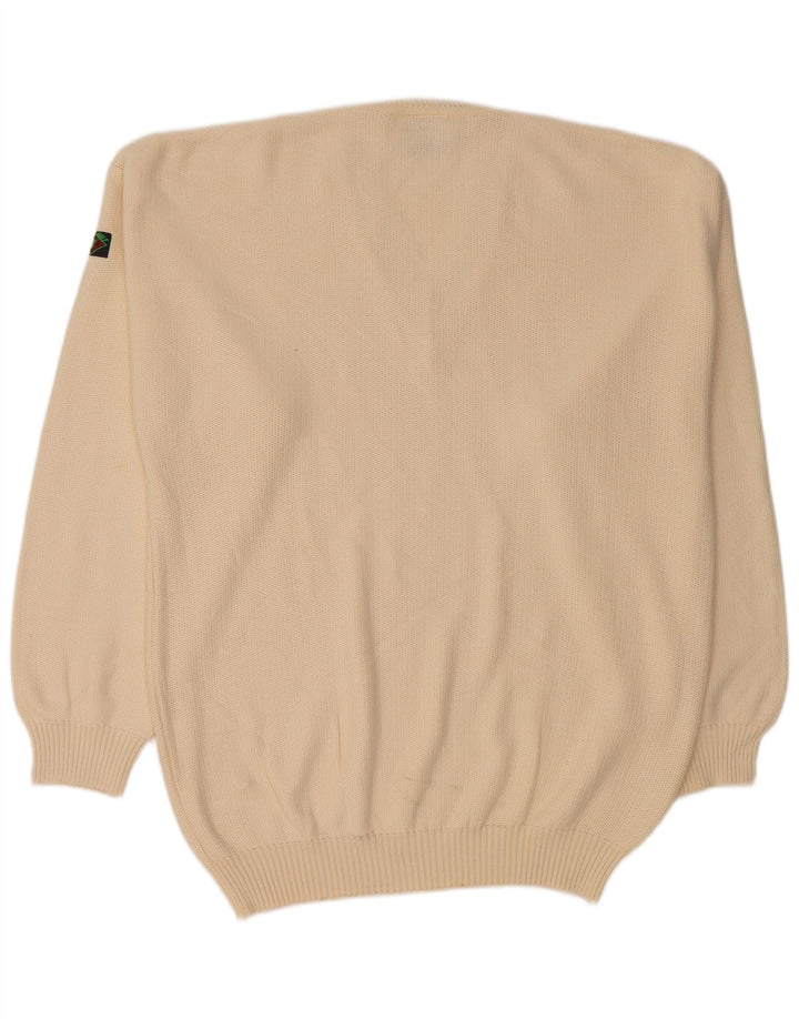 VINTAGE Herre V-hals sweater Stor Beige Bomuld
