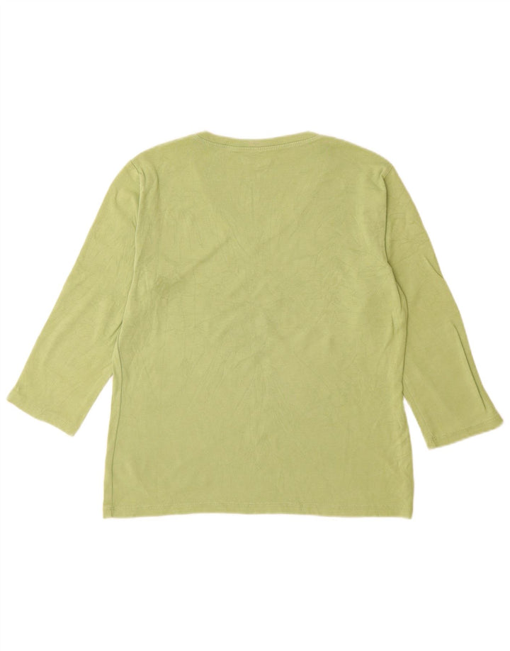 Eddie Bauer Dame Top 3/4 ærmet UK 12 Medium Grøn Bomuld