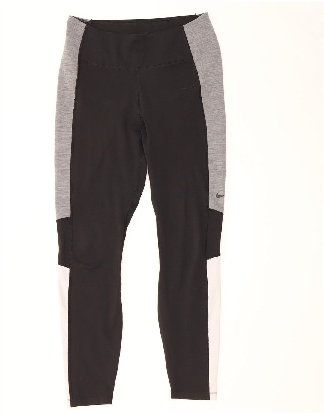 Nike Dame Dri Fit Leggings UK 12 Medium Sort Colourblock Polyester