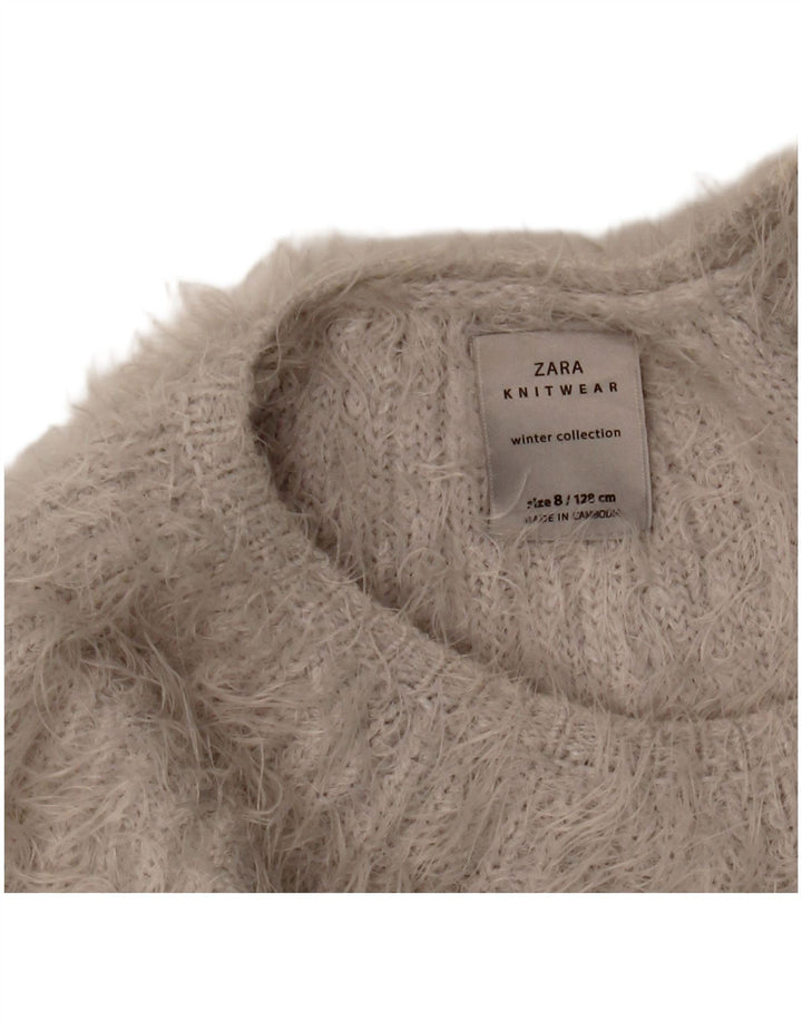 ZARA Pige Boat Neck Sweater 7-8 år Grå
