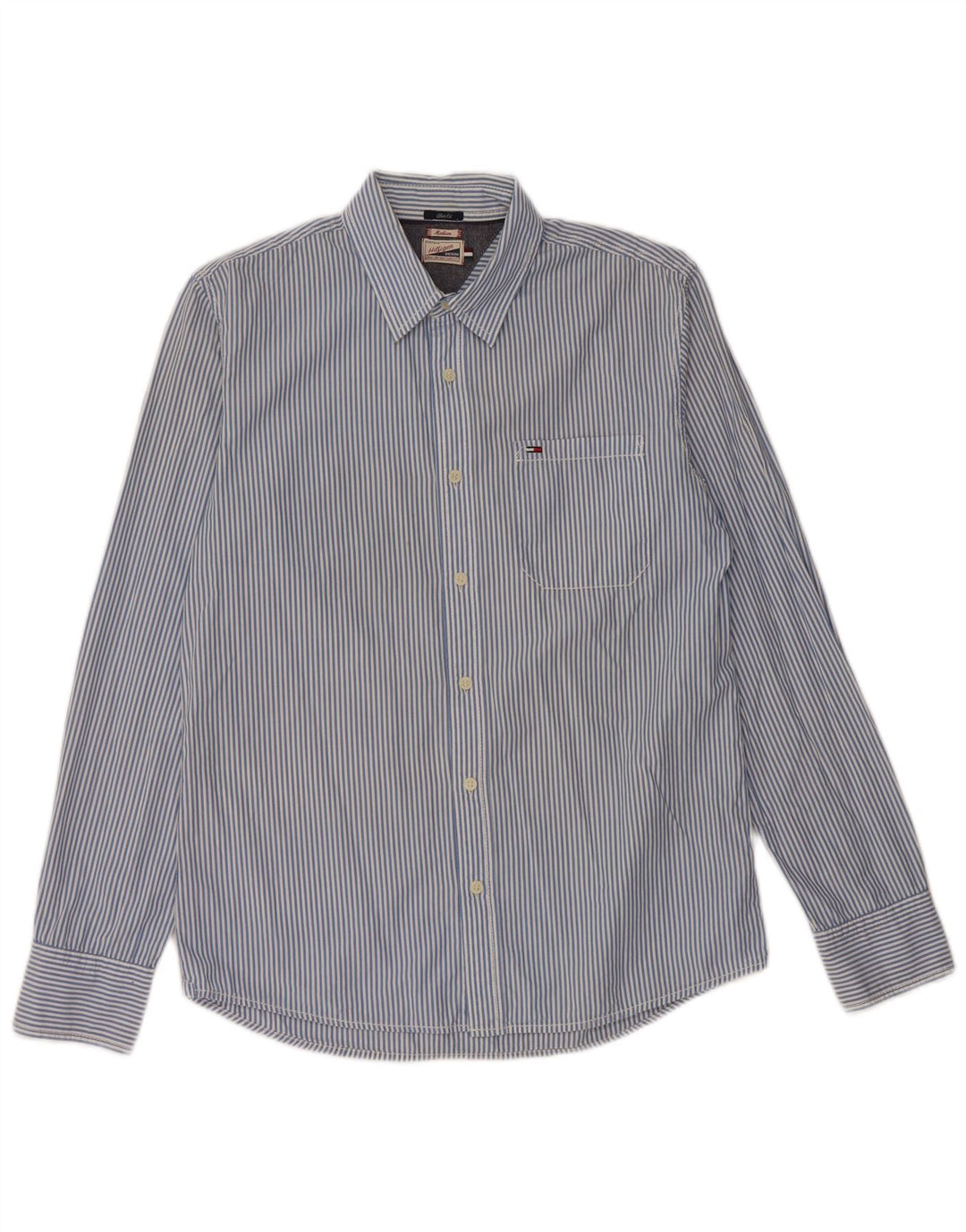 TOMMY HILFIGER Herre Slim Fit skjorte Medium blå stribet bomuld