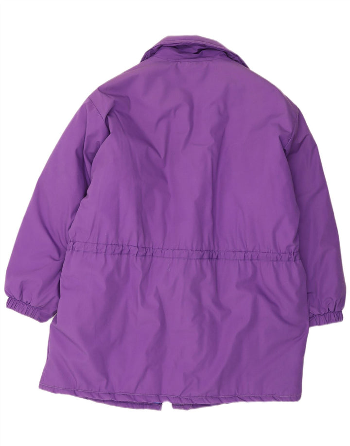 Vintage polstret frakke til kvinder UK 18 XL lilla polyester
