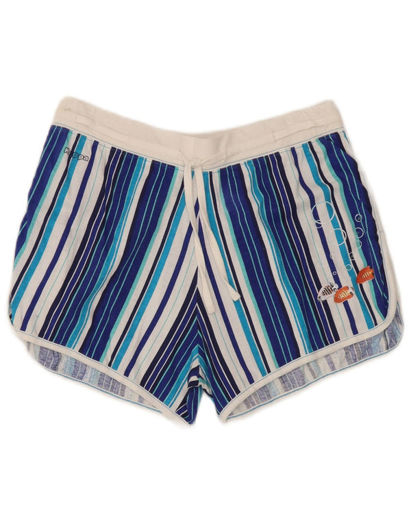 Kappa Dame grafiske sportsshorts UK 14 store blå stribet bomuld