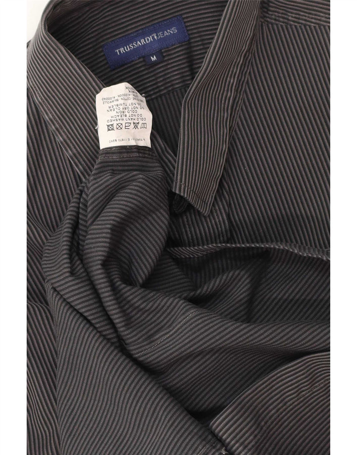 Trussardi Jeans Herreskjorte Medium Grey Pinstripe Bomuld