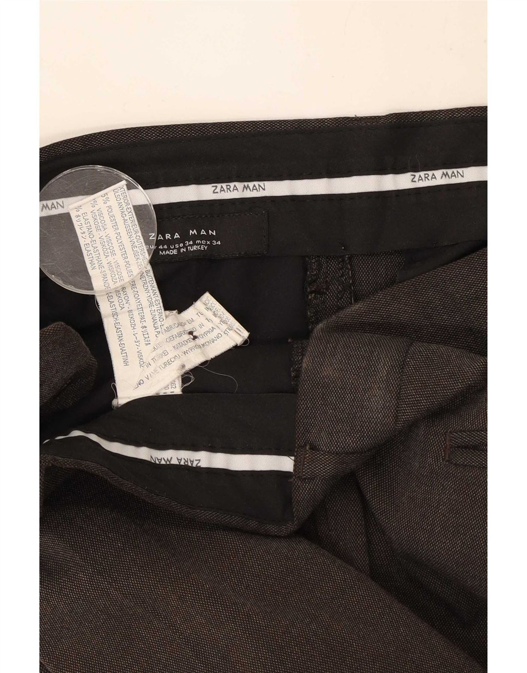 Zara Straight Suit Bukser til mænd EU 44 Large W34 L33 Brun Polyester
