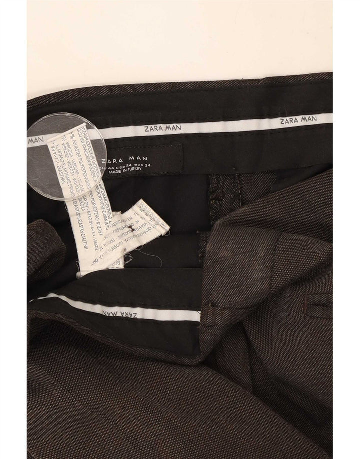 Zara Straight Suit Bukser til mænd EU 44 Large W34 L33 Brun Polyester