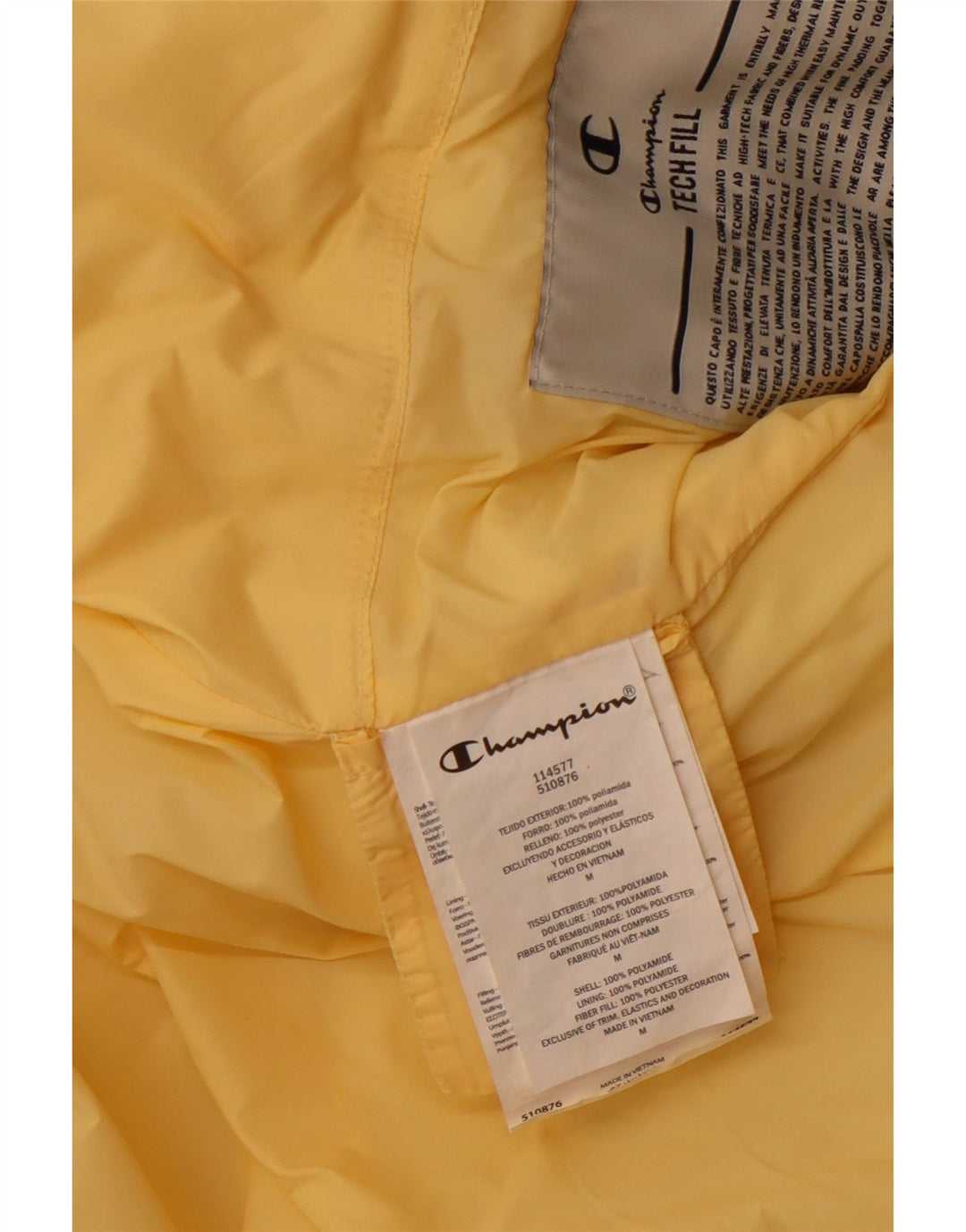 CHAMPION Dame Crop Polstret hættejakke UK 14 Medium Gul Polyamid