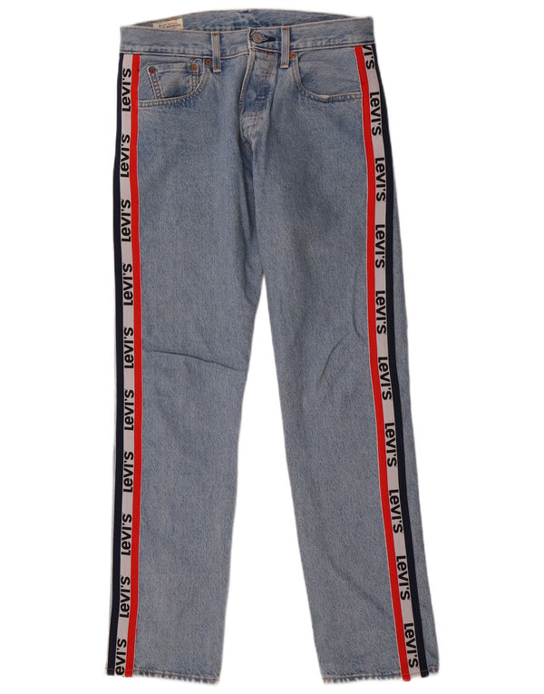 Levi's Womens 501 Graphic Straight Jeans W30 L32 Blue Colourblock Cotton