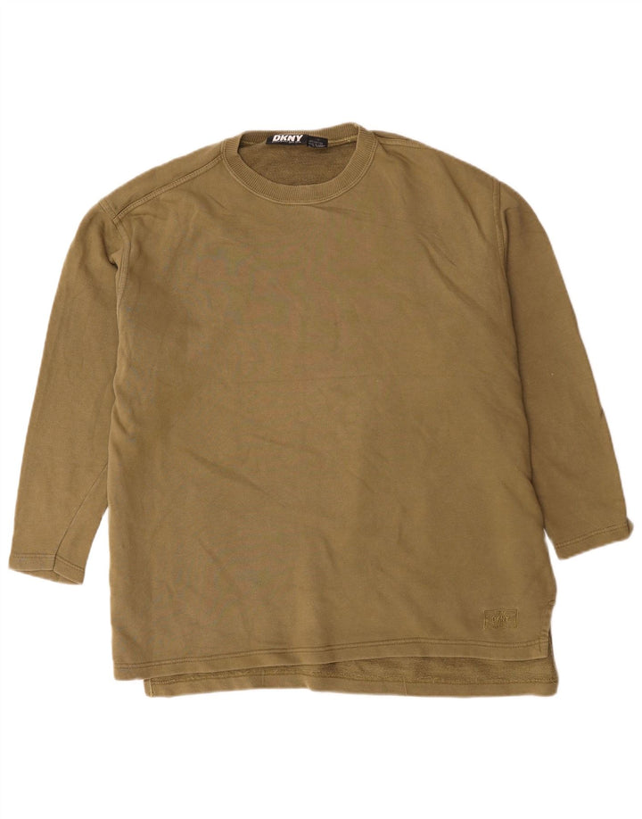 Dkny Herre Loose Fit Sweatshirt Jumper Small Khaki Bomuld