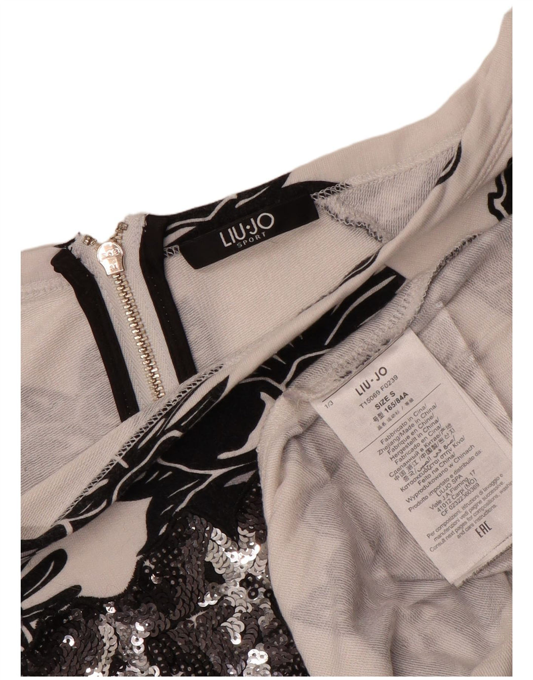 LIU JO Dame Sweatshirt Jumper UK 10 Small White Floral Viscose