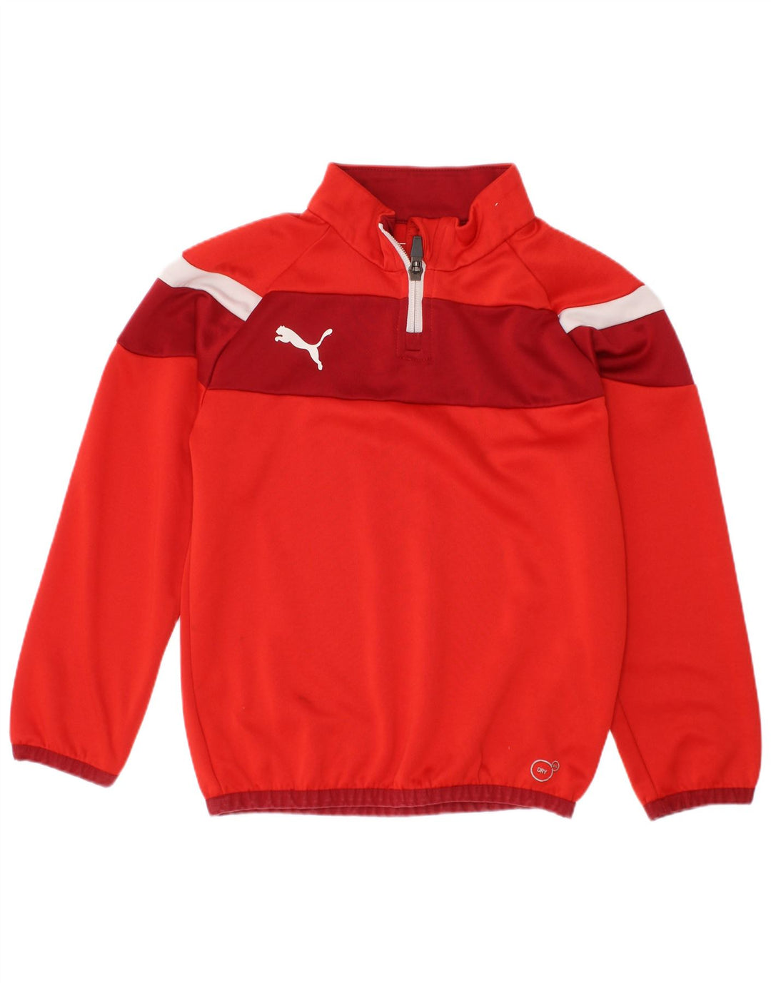 Puma Boys Zip Neck Pullover Træningsdragt Top 7-8 år Rød Colourblock