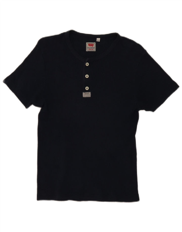 Levi's Dame T-Shirt Top UK 14 Large Navy Blue