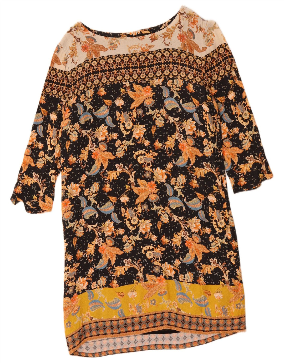 DESIGUAL Dame 3/4 ærmet Skift Kjole EU 42 Large Multicolored Floral