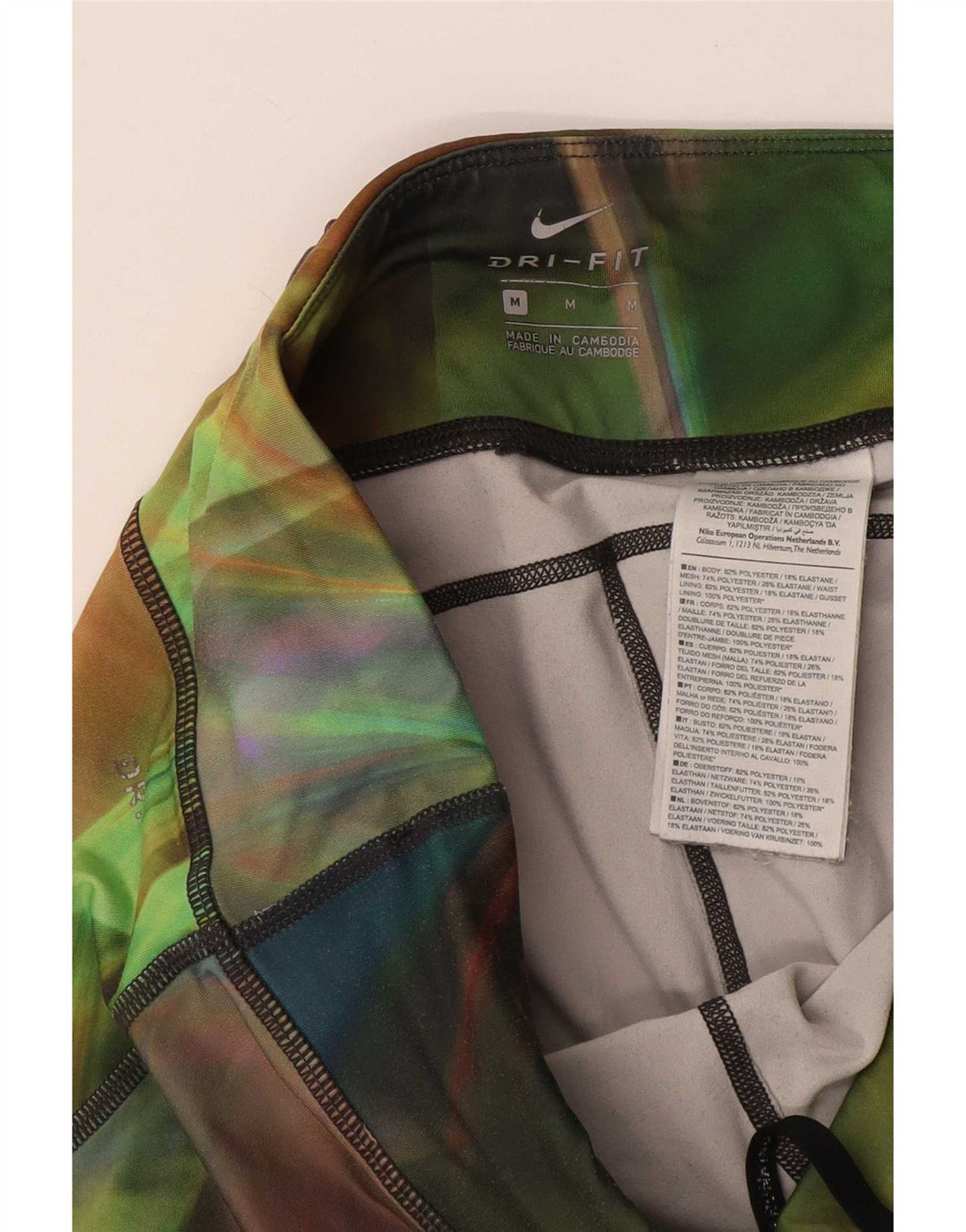 Nike Dame Dri Fit Capri Leggings UK 14 Medium Flerfarvet Tie Dye