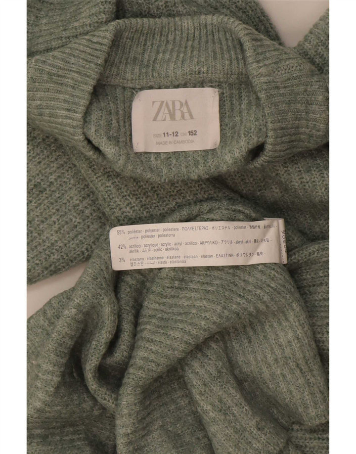 Zara drenge sweater med rund hals 11-12 år Grøn polyester
