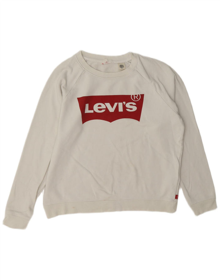 Levi's Dame Grafisk Oversized Sweatshirt Jumper UK 10 Lille hvid bomuld