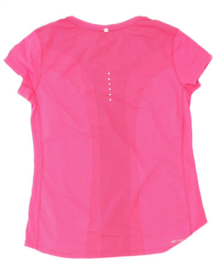 Nike Dame Dri Fit T-Shirt Top UK 12 Medium Pink Polyester