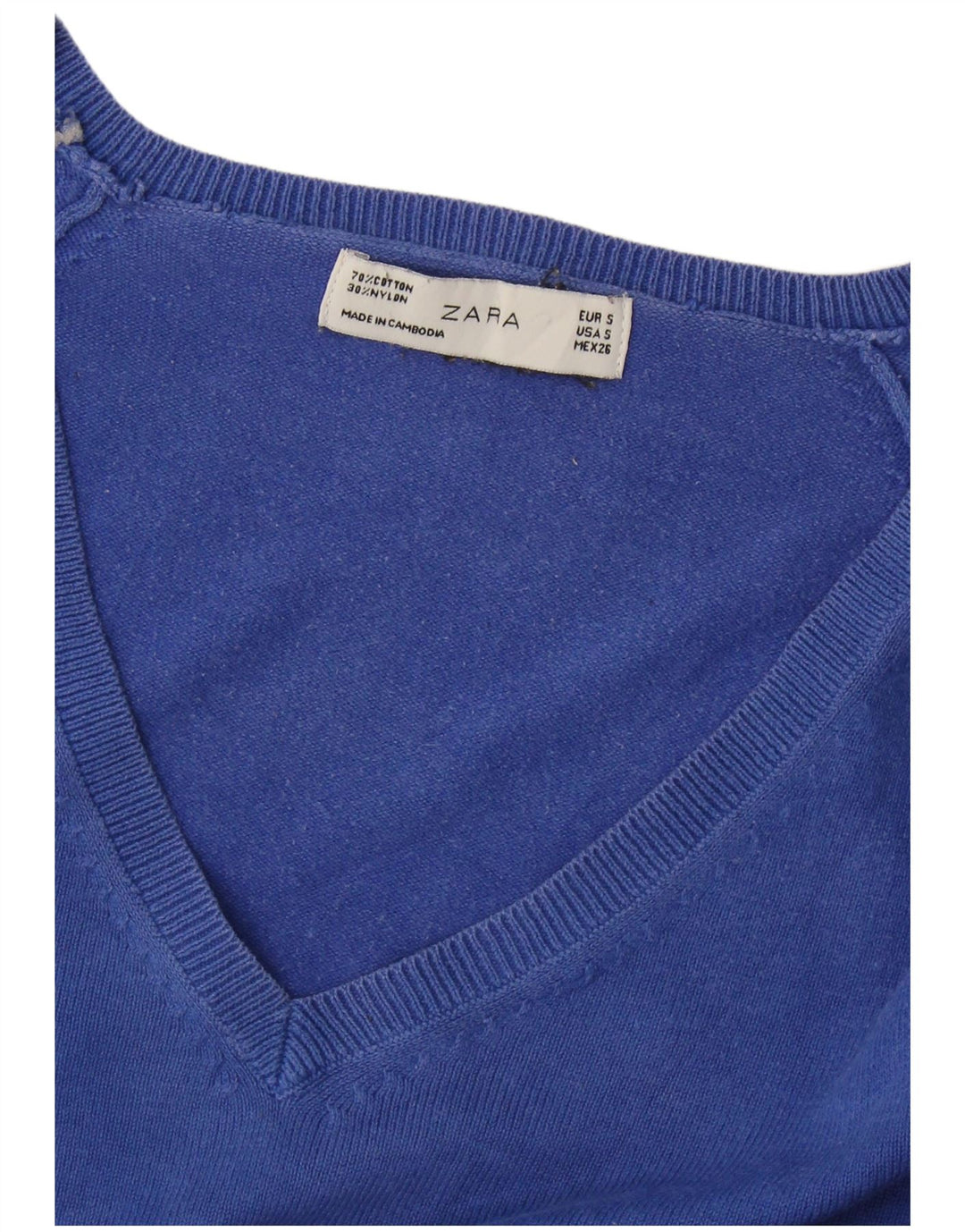 Zara Dame V-hals sweater UK 10 Small Blue