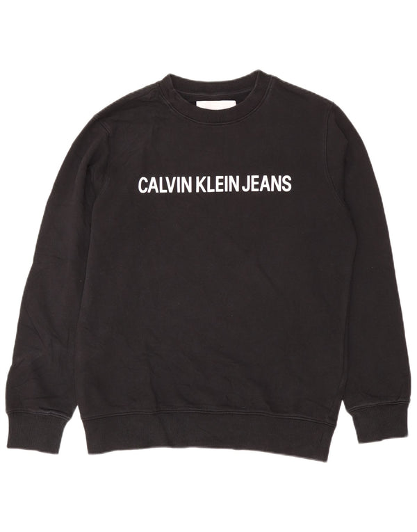Calvin Klein Mens Graphic Sweatshirt Jumper Medium Black Cotton