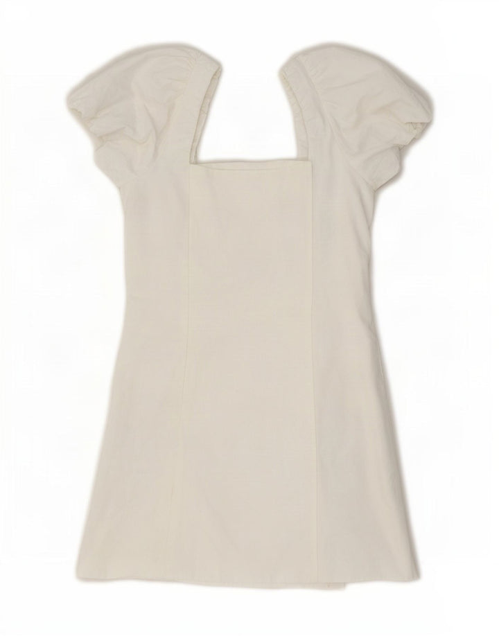 Zara Dame Mini Off Shoulder Kjole UK 8 Small White Viscose