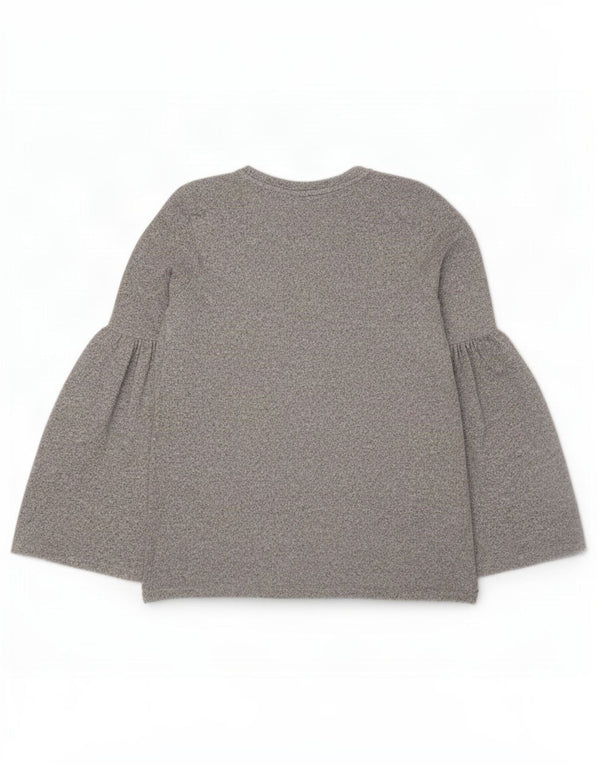 Zara Dame Trafaluc Top Langærmet UK 10 Små Grå Flecked