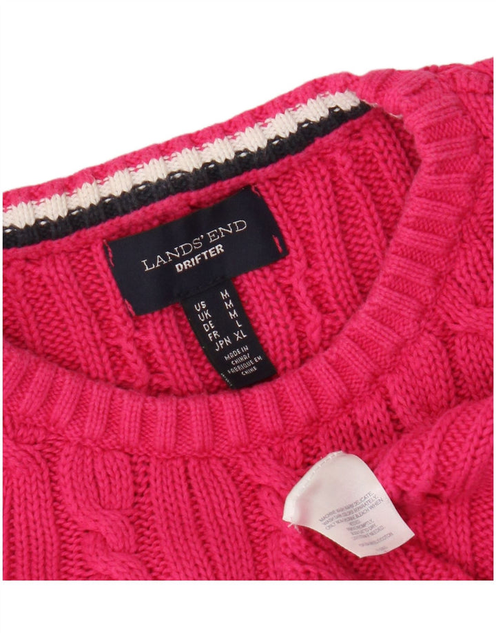 Lands End Womens Crew Neck Jumper Sweater UK 14 Medium Pink Bomuld