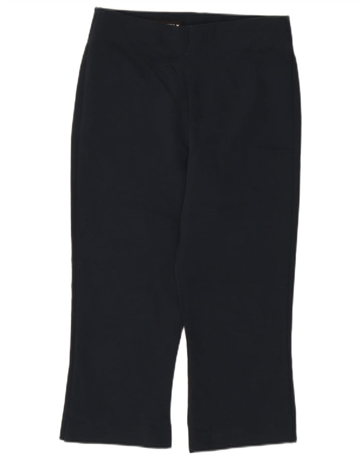Zara Dame Capri Bukser Small W26 L19 Navy Blue Viscose