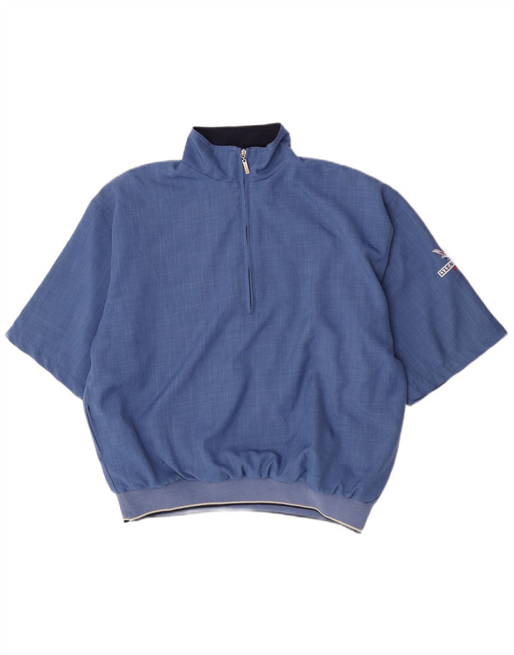 Lyle & Scott Herre Kortærmet Zip Neck Pullover Træningsdragt Top Medium Blue