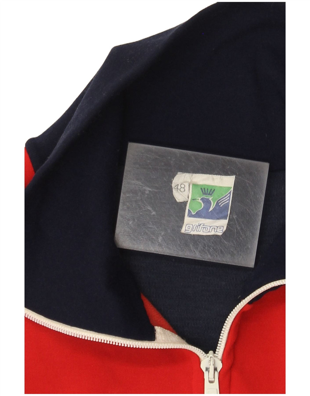 GRIFONI Sweatshirt med lynlås til mænd IT 48 Lille marineblå farveblok