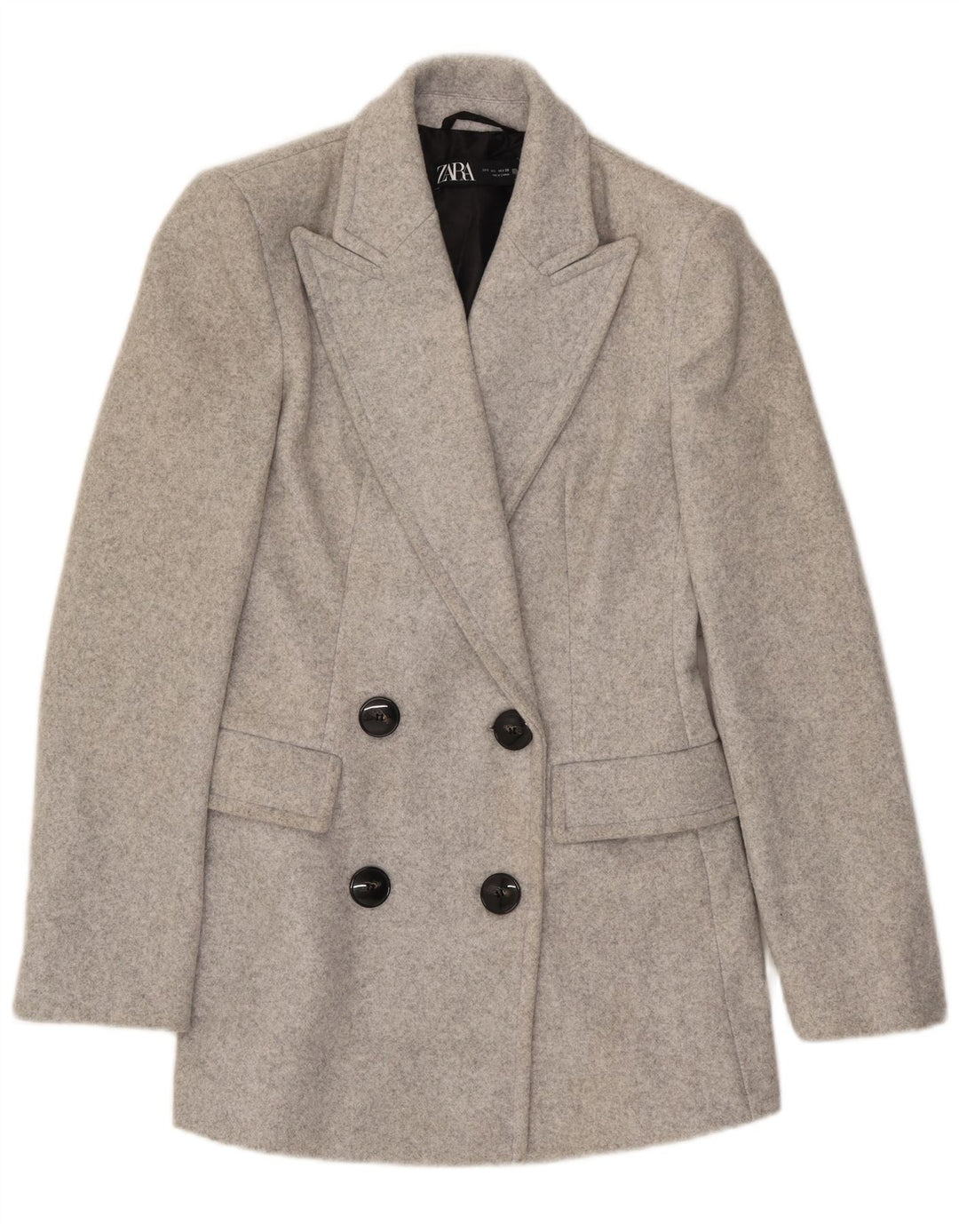 Zara Dame Dobbeltradet Blazer Jacket UK 10 Small Grå Polyester
