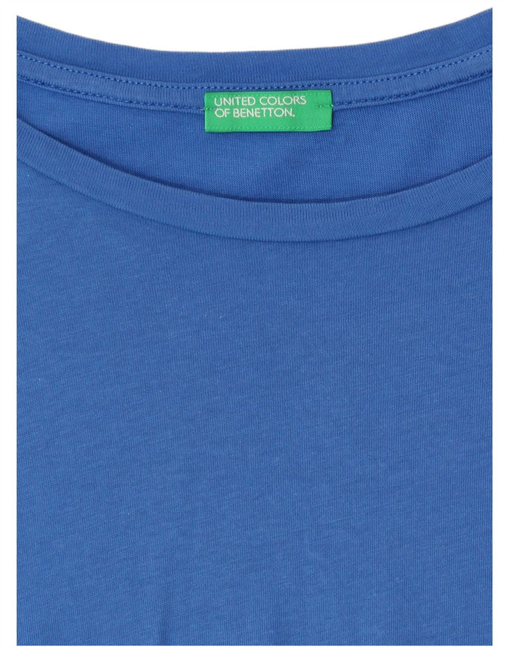 Benetton Womens Crop T-Shirt Top UK 12 Medium Blue
