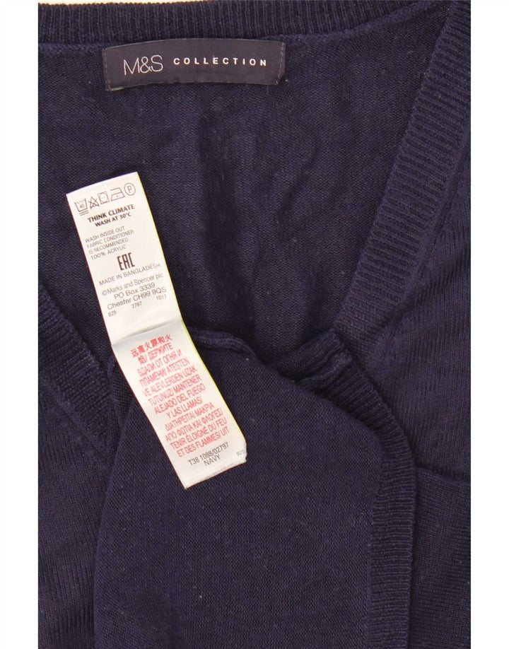 Marks & Spencer Dame V-hals sweater UK 12 Medium Navy Blue