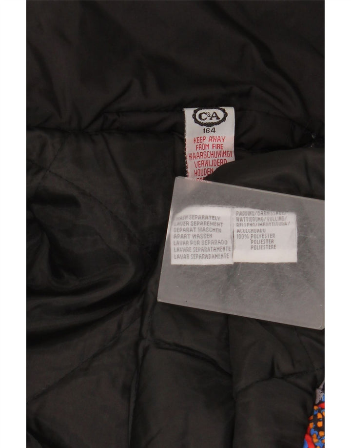 C&A Boys polstret hættejakke 13-14 år Flerfarvet blomsterpolyester