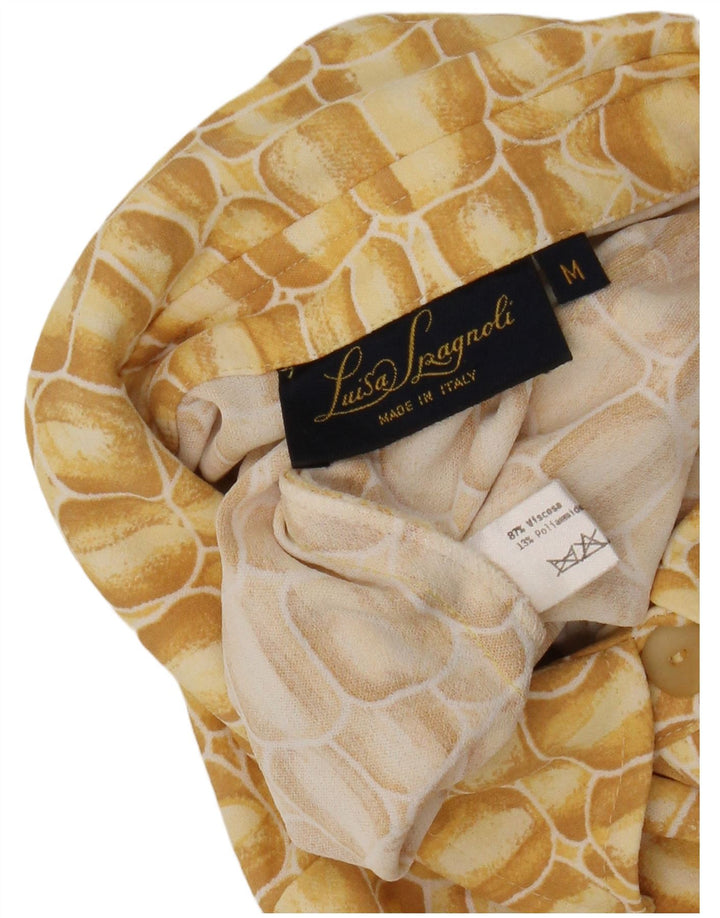 Luisa Spagnoli Dame Pullover Skjortekjole UK 14 Medium Gul Geometrisk