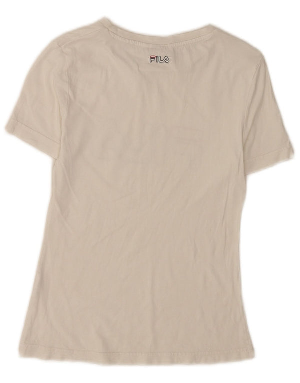 Fila kortærmet grafisk T-shirt top til kvinder UK 4 XS Hvid